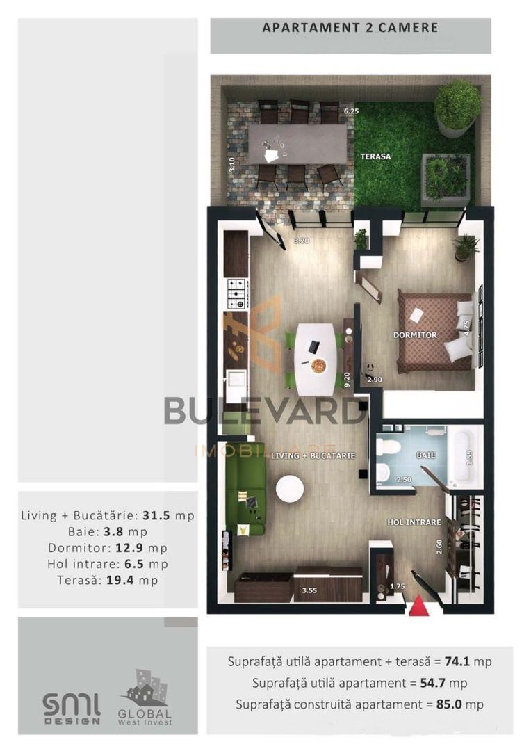 Apartament cu 2 camere+tersa de 20 mp, zona Vivo!! - Poză 2