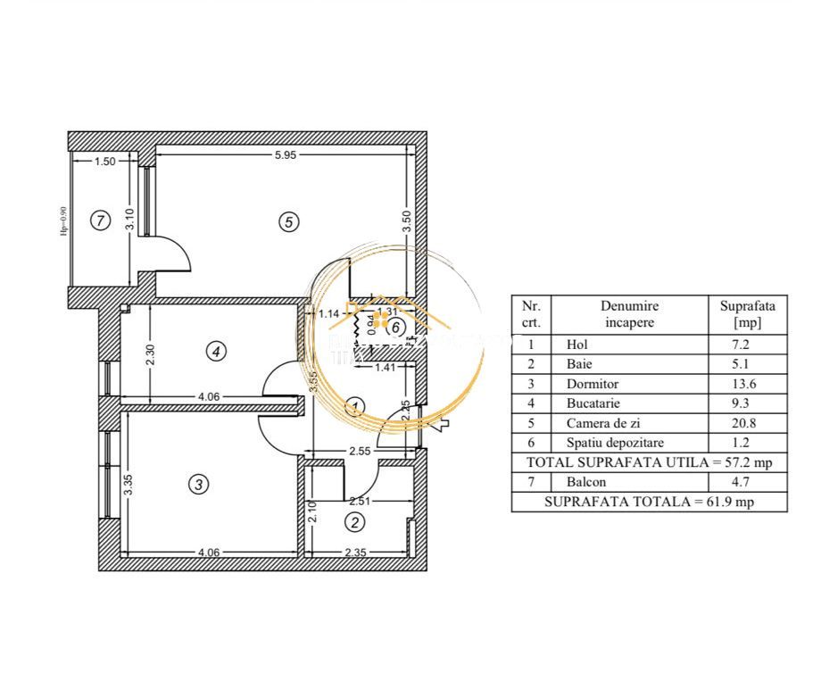 Decomandat Bucatarie inchisa Parcare demisol Ansamblu modern - Schiță 2