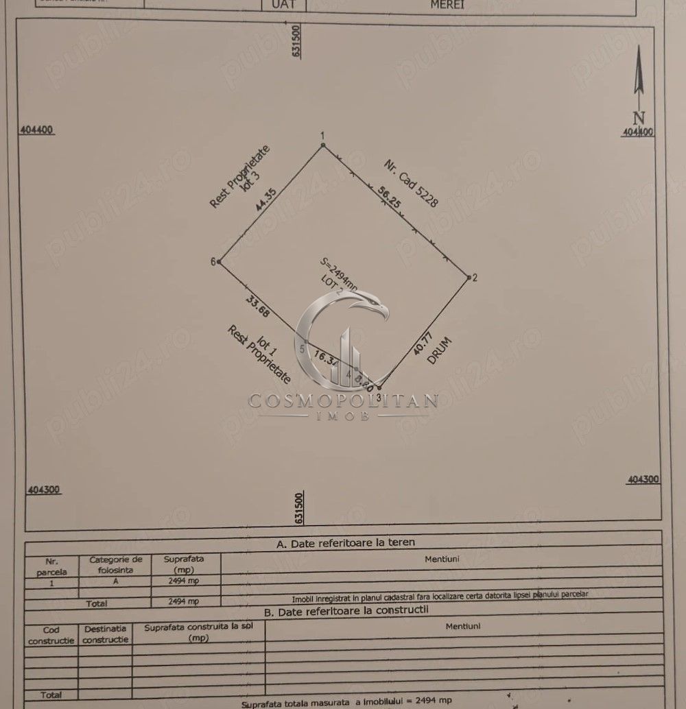 Teren intravilan ~ zona Ograzile/MEREI ~ S=2500mp ~ d=40m ~ - Poză 2