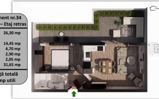 Apartament 2 Camere | Terasă de 31 MP | Tractorul | Bloc Nou - Poză 5