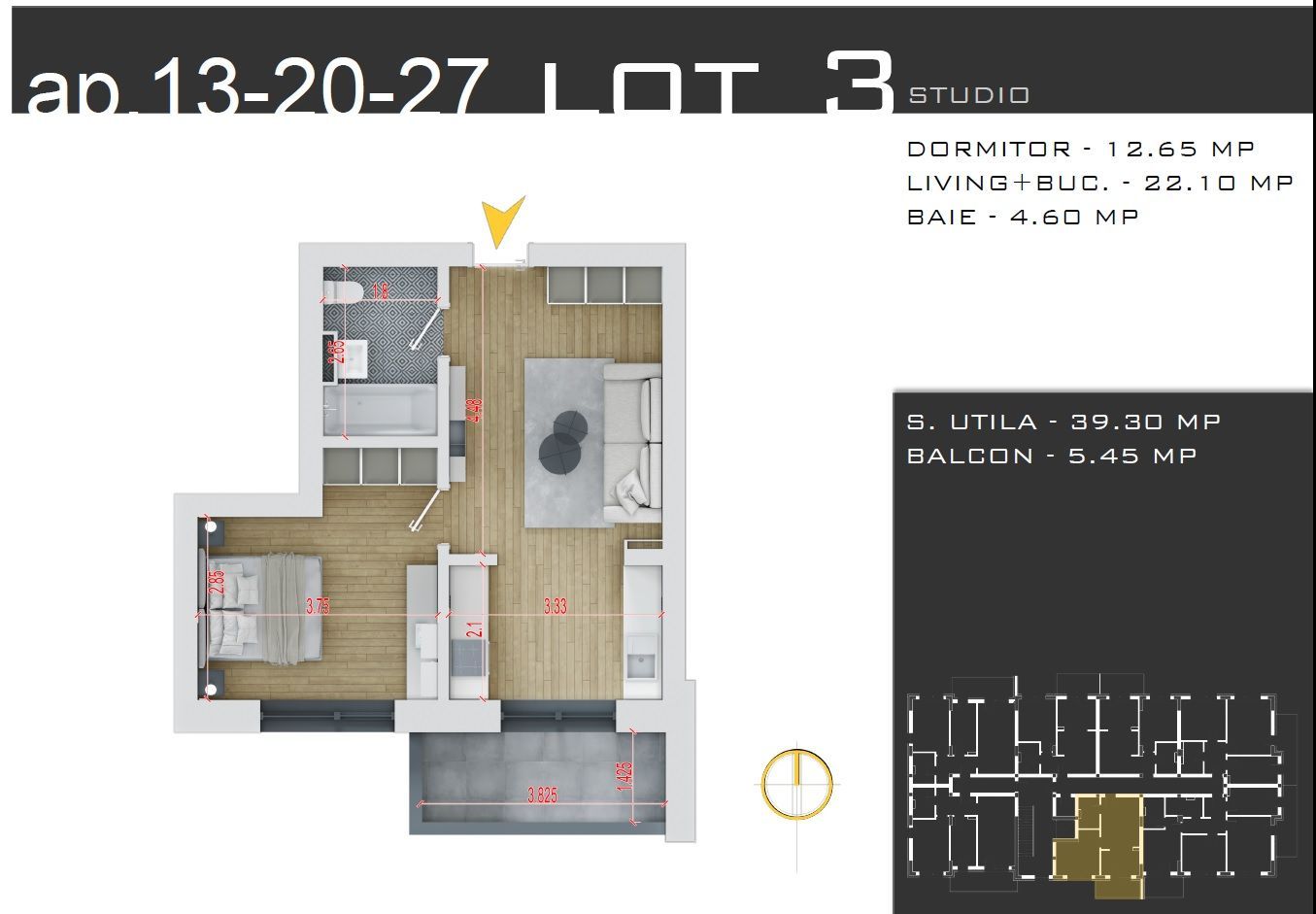 PROMO-APARTAMENT 2 CAMERE TIP STUDIO- PARCARE GRATUITA - Poză 9