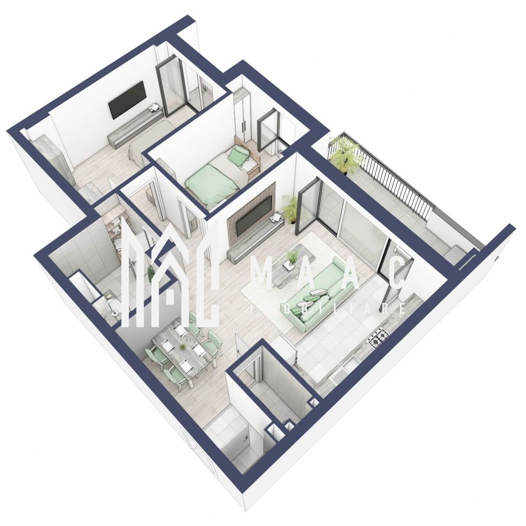 Apartament 3 camere | Etaj 1 | Balcon 10.6 mp | Turnisor - Poză 2