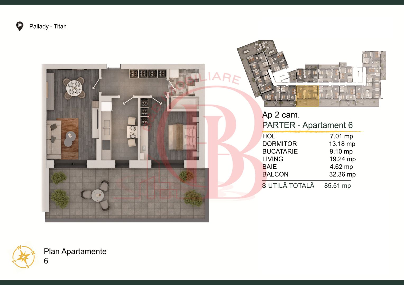 Theodor Pallady-Apartament 2 camere Loc de parcare Bonus - Schiță 2