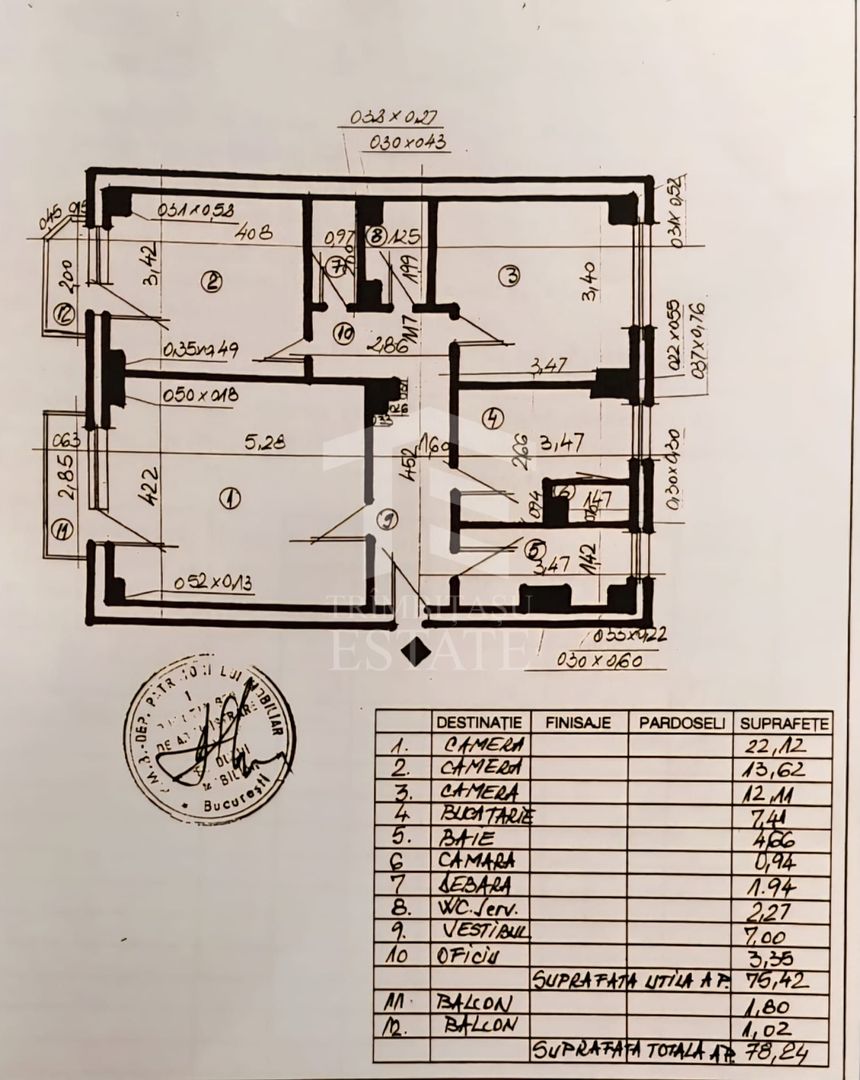 3 Camere Decomandat | 78 mp | Decebal – Piața Alba Iulia | Etaj 8/9 - Schiță 8
