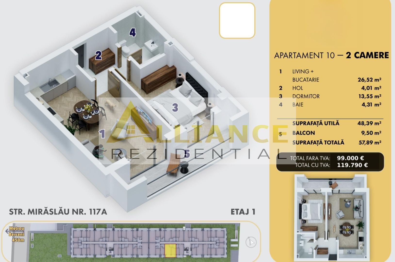 2 camere | 58mp | Bloc Nou langa metrou - Poză 7