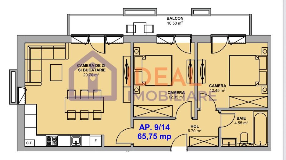 Apartament cu 3 camere de vânzare– Doamna Stanca - Schiță 9