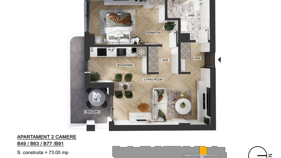 Vânzare Apartament cu Două Camere - Șoseaua București Nord - Poză 2