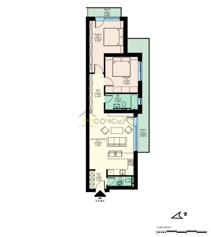 Apartament cu 3 camere, stradal, parcare subteran, vedere superba - Poză 12