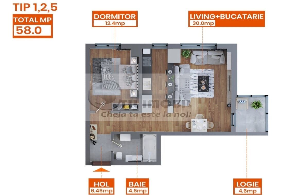COMISION 0%-UN NOU COMPLEX REZIDENTIAL IN DACIA- Apartament cu 2 camera tip 3-4 - Poză 7