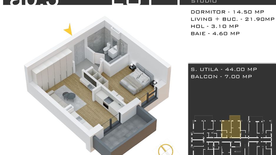 2 camere  -parcare inclusa -proiect nou -Pallady - Schiță 11