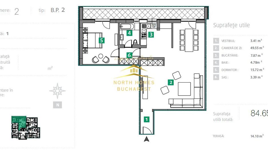 Aparatmente de 2 camere 84 mp, metrou Starulesti - Comision 0% - Poză 17