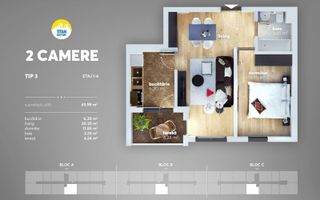 AP. 2 CAMERE TITAN SUN PARK, PARCARE, BLOC NOU, CENTRALA, COMISION 0% - Schiță 7