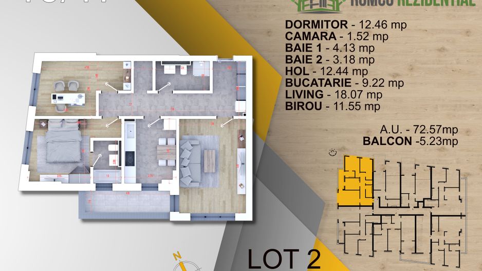 AP. 3CAM IN BLOC P+3-PROIECT ROMCO / PANOURI FOTOVOLTAICE,TRIPAN! - Poză 2