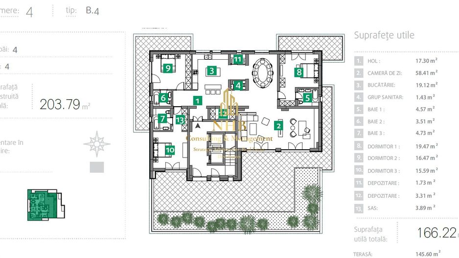 Penthouse 4 camere, 4 bai, 166 mp, terasa 145 mp - metrou Starulesti - Poză 16