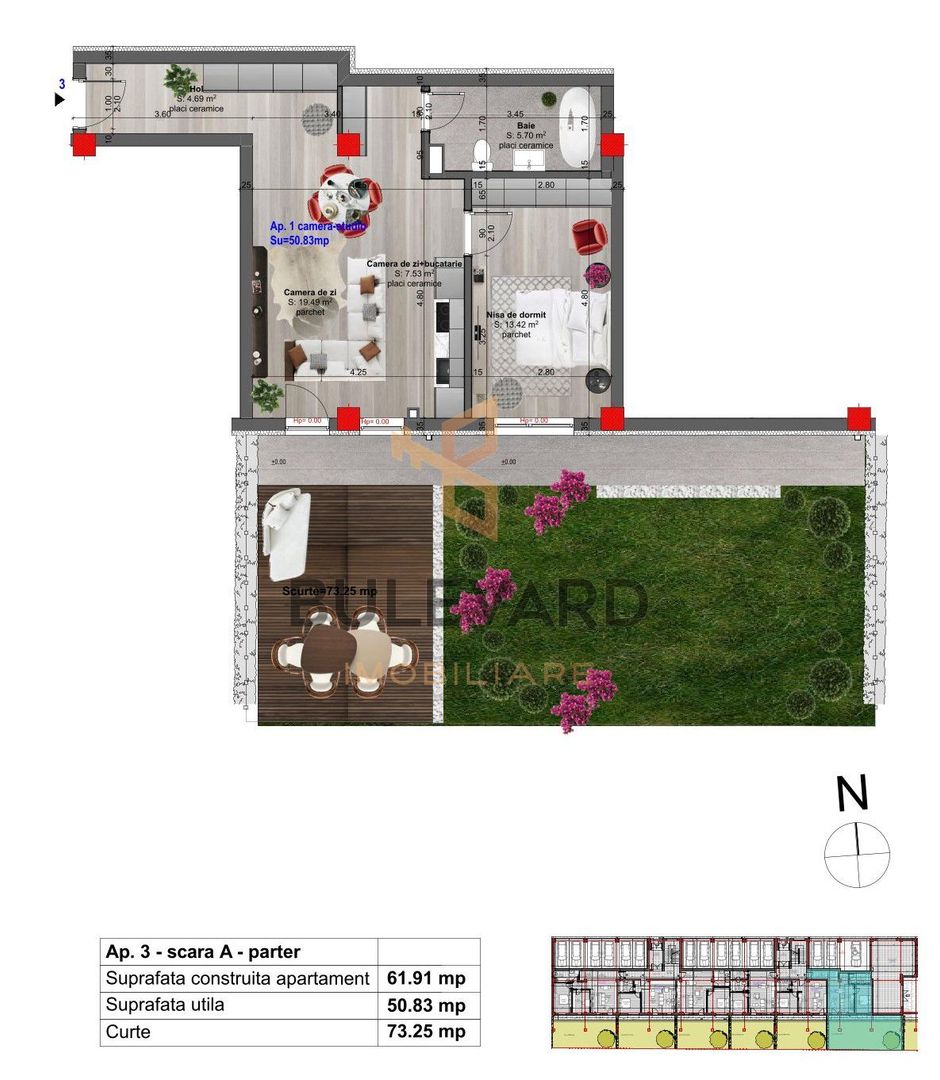 Apartament cu 2 camere+ gradina de 73 mp! - Poză 4