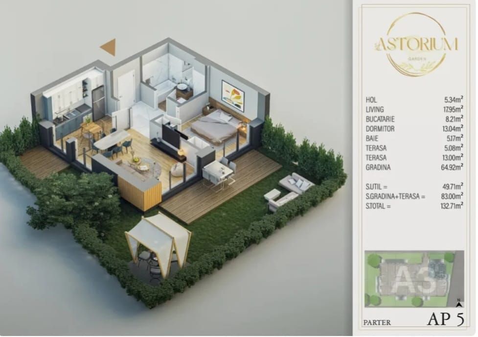 AP 2CAM.+GRADINA,PROIECT FINALIZAT ASTORIUM GARDEN. COMISION0%! - Poză 2