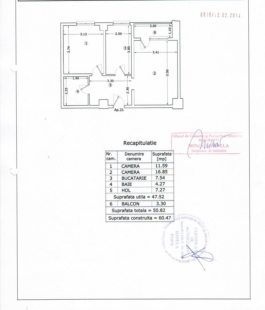 AP. 2 CAMERE CHITILA, MOBILAT - BLOC NOU, CENTRALA PROPRIE,COMISION 0% - Schiță 12