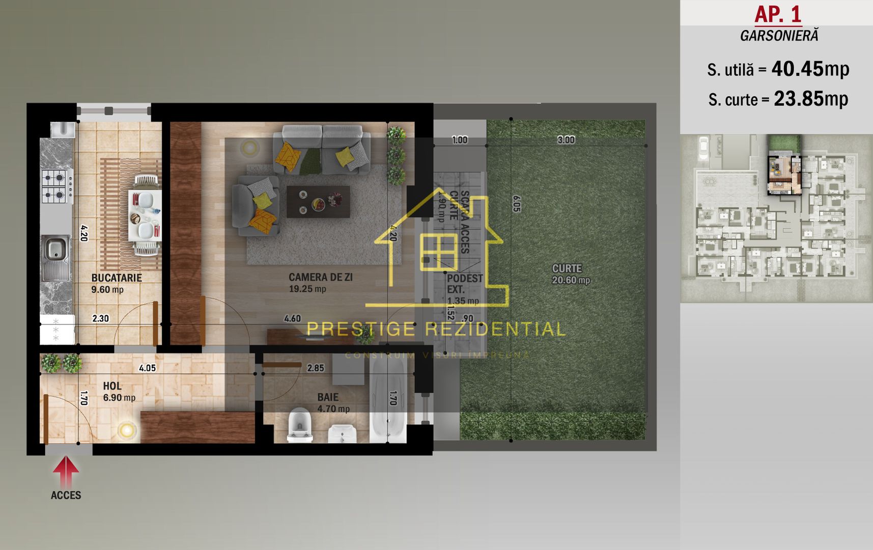 Garsoniera Decomandata,Curte 24 mp,Nicolae Grigorescu,Metrou - Schiță 9