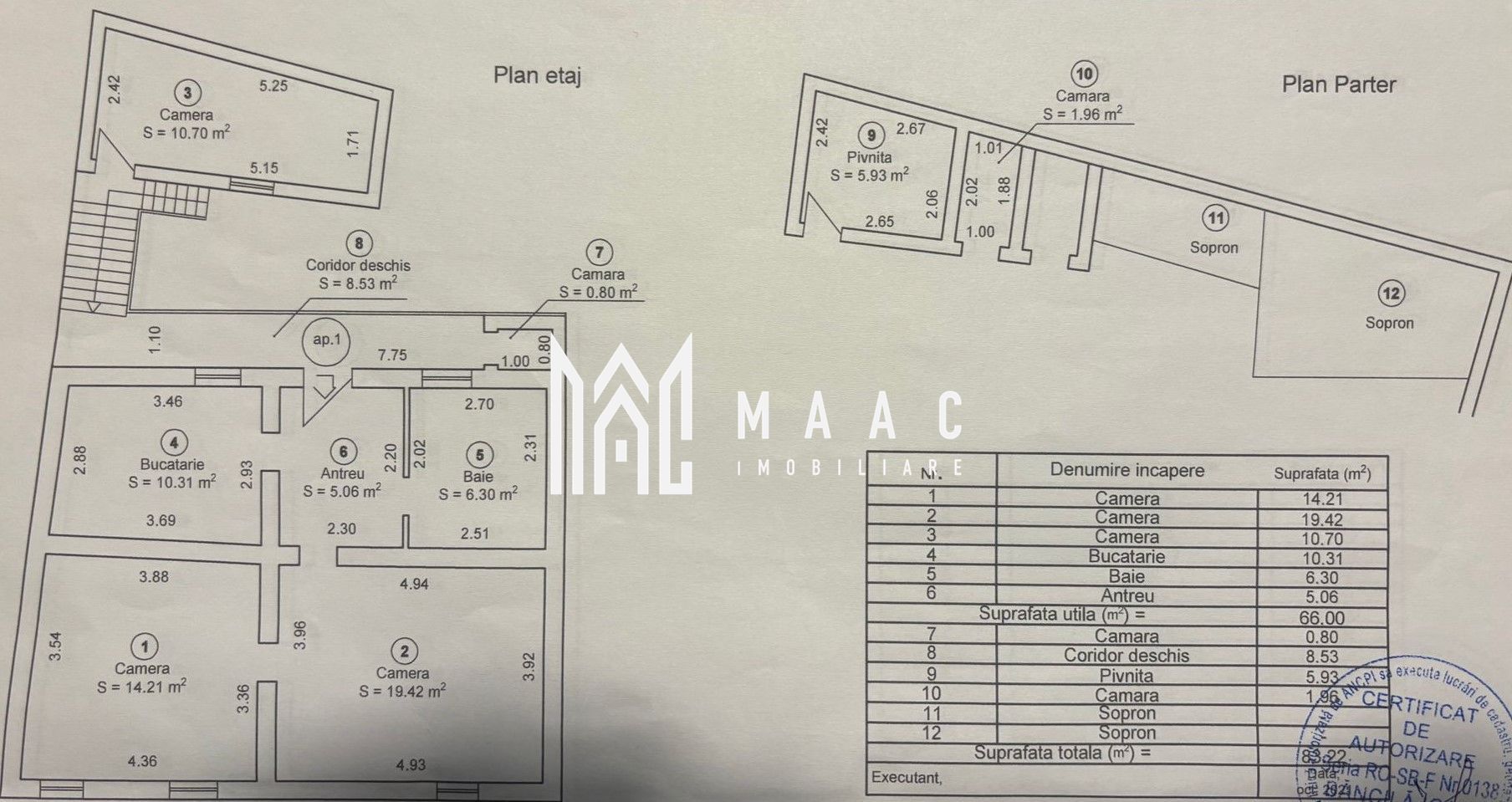 Apartament 3 camere curte privata zona Centrala - Schiță 1