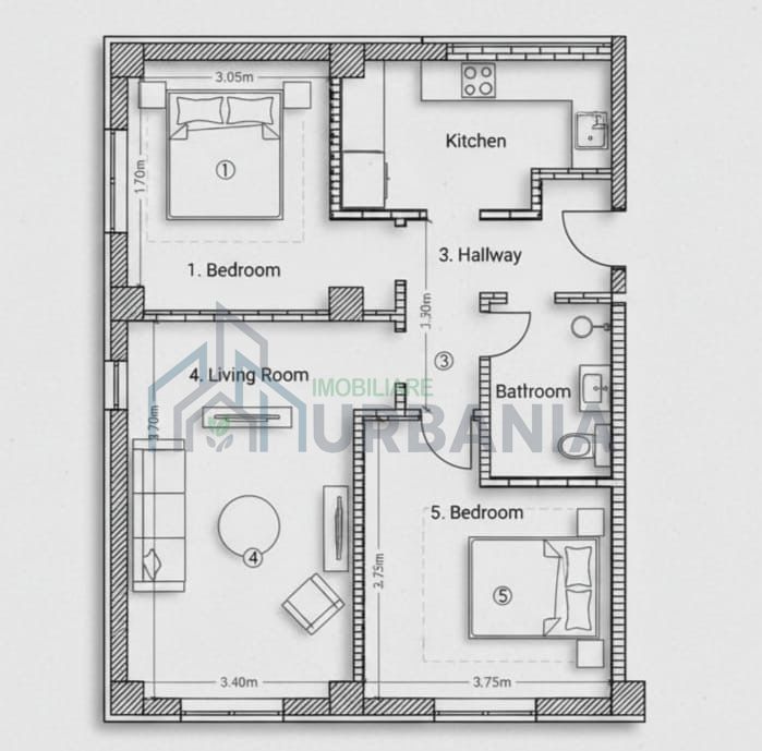 Apartament 3 camere, 65 mp, bloc nou, Manastirea Galata, Iasi - Poză 2