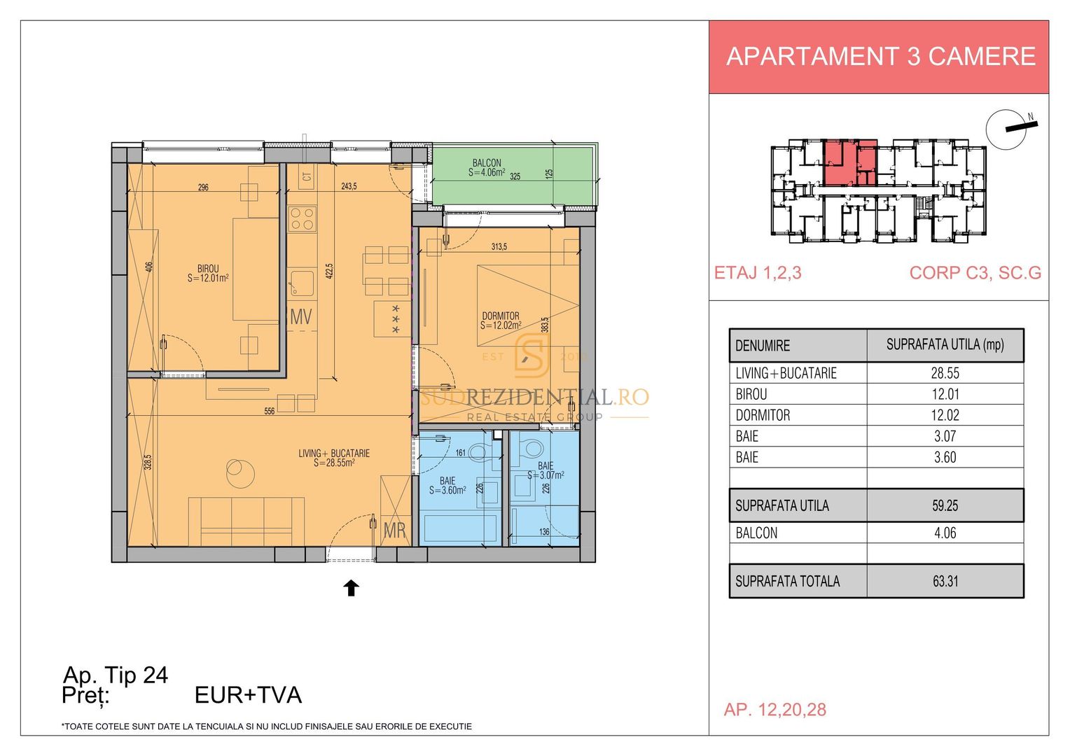 Apartament 3 camere | Prima închiriere | Parcare inclusă | 90 Boutique - Schiță 9
