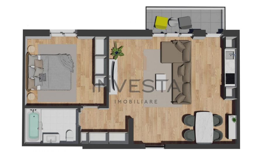 Apartament 2 camere, bloc nou, balcon, zona VIVO! - Schiță 7