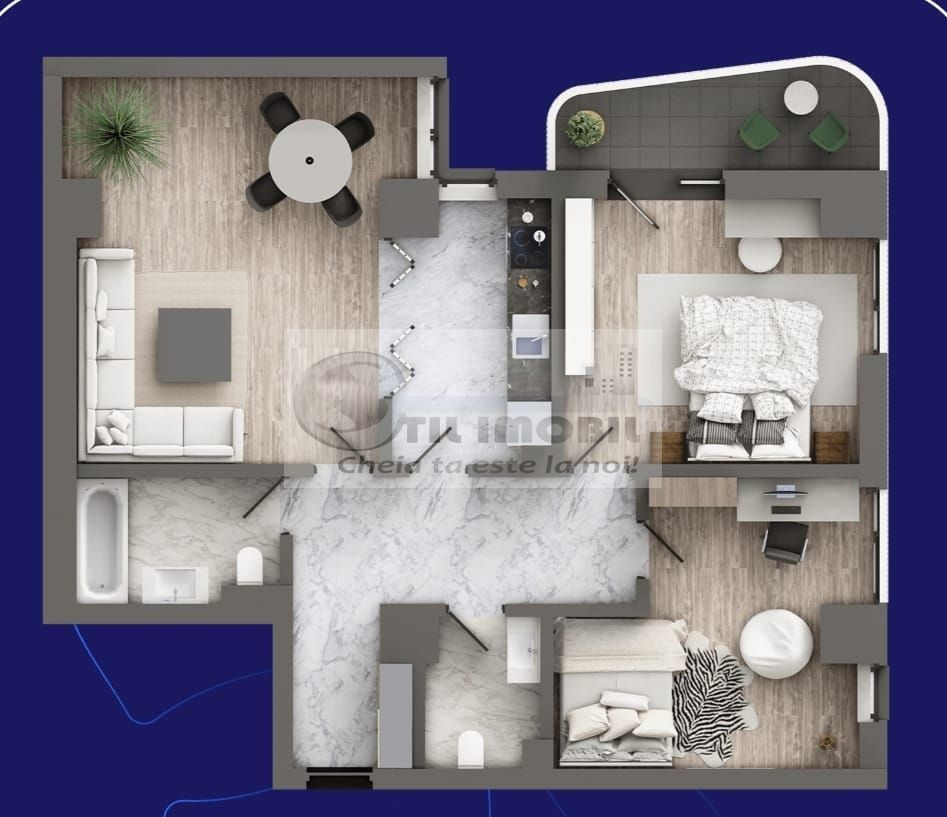 BLU by HIMSON! Apartamente cu 3 camere  2S+P+10E Zona Galata - Poză 3