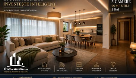 NOU!!! 3 camere premium, 90 mp și 2 băi | Bloc boutique- 0% comision