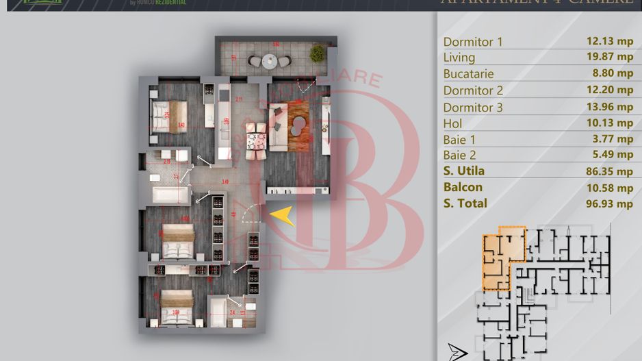 Apartament 4 camere Proiect Premium Independent Energetic - Schiță 11