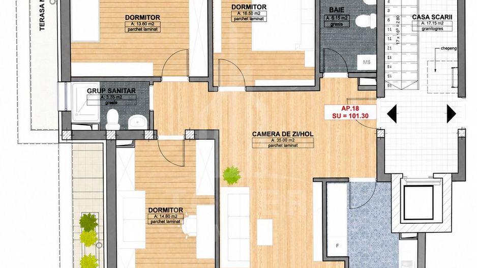 Penthouses de lux in cartierul Kogalniceanu - 3 dormitoare - 101 mp utili - Poză 13