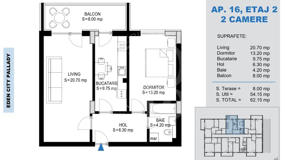 Apartament 2 camere Theodor Pallady Metrou Nicolae Teclu - Schiță 2