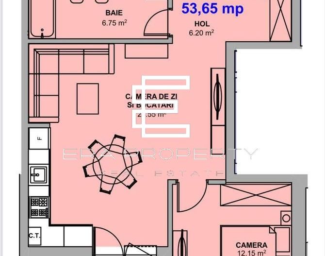 Apartament 2 camere | intabulat |Șelimbăr – Doamna Stanca | 54 mp | - Schiță 11