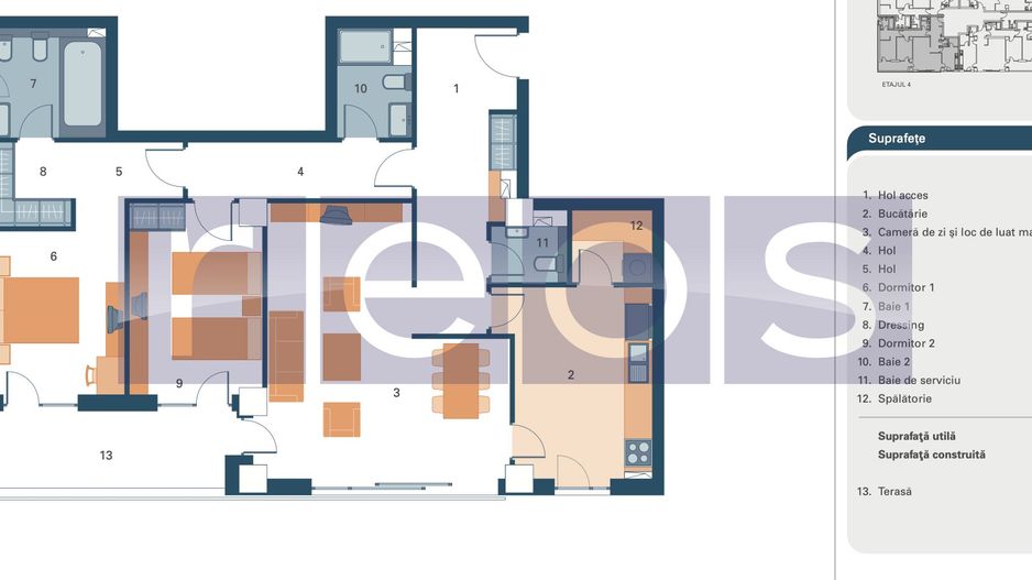 INCHIRIERE 3 CAMERE | IANCU NICOLAE | 97 MP | PISCINA | PARCARE SUBTERANA - Schiță 20