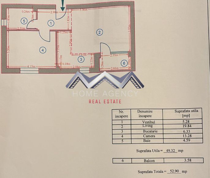 Apartament 2 camere Otopeni | mobilat, utilat, parcare | bloc cu lift - Schiță 8