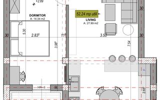 Apartament 2 camere -52 mp- etaj 1- 2 balcoane -zona Industriala Vest, Sibiu - Schiță 11