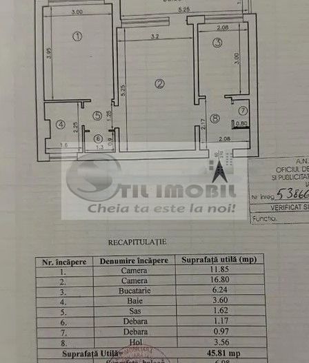 Apartament 2 camere in Tatarasi Sud - 76900 euro Negociabil ! - Schiță 7