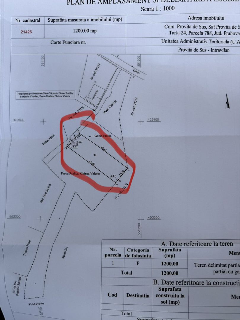 Parcela Teren intravilan plat -1200 mp-cu acces din strada principală - Poză 1