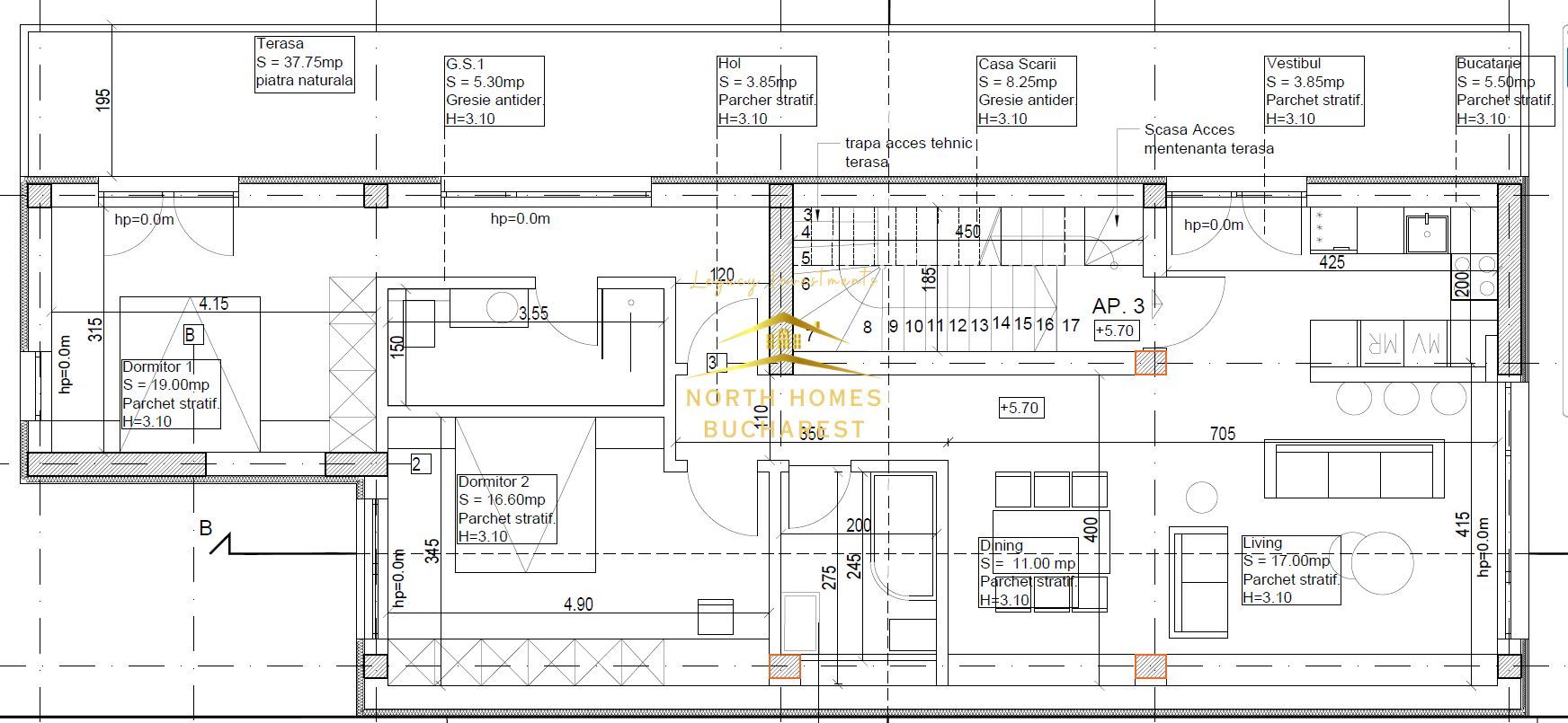 Ap 3 camere, bloc boutique, parcare, terasa mare - Metrou Bazilescu - Poză 18