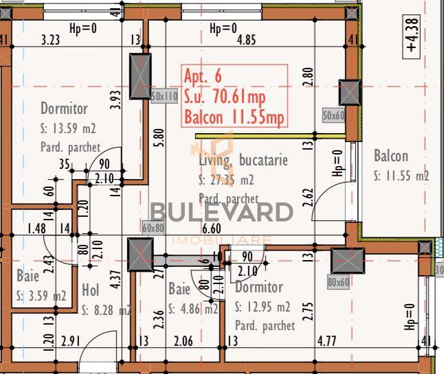Comision 0! Apartament cu 3 camere+parcare subterana, zona strazii Fabricii! - Schiță 8