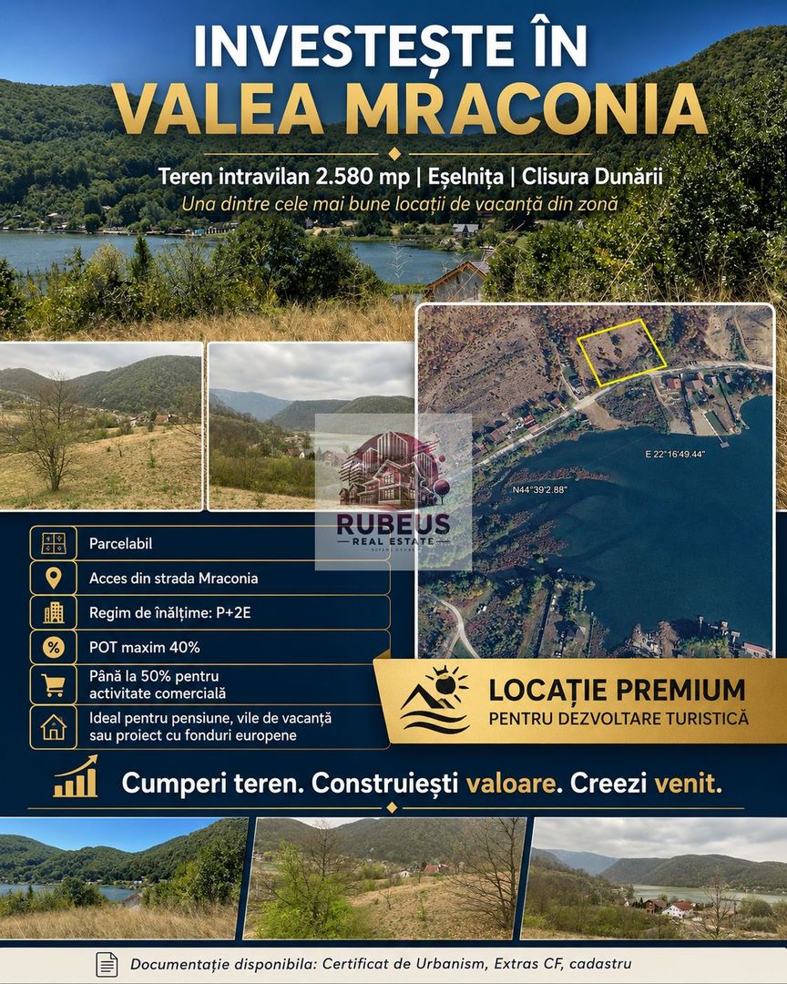 Teren intravilan 2.580 mp Eșelnița, acces DN57, ideal turism, locuinte - Poză 1