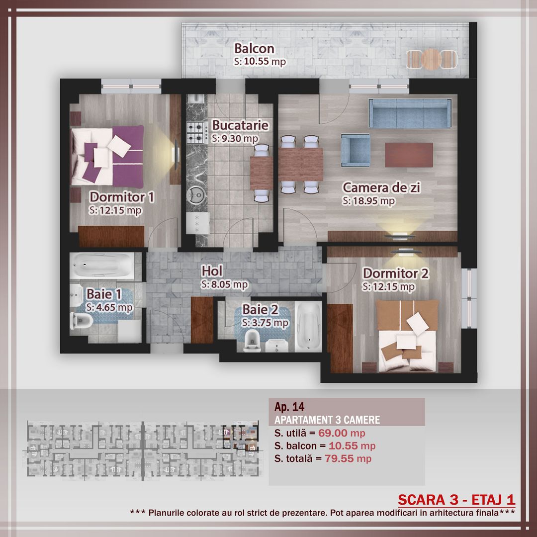 3 camere  -oferta lansare proiect Pallady - Schiță 7