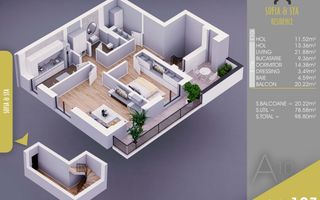 2 camere parcare gratuita Titan- Pallady- 10 min Metrou Nicolae Teclu - Schiță 1