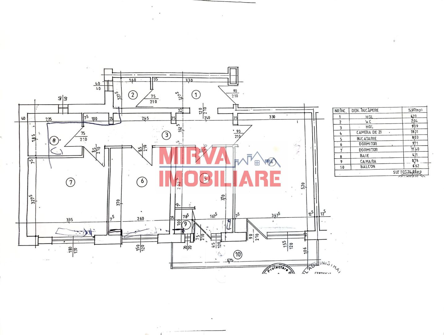 Apartament 3 camere, 2 băi cu geam, balcon generos – Republicii - Schiță 36