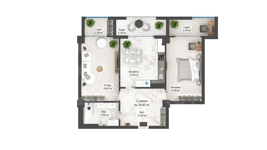 Vânzare apartament- 2 camere 76.45 mp, str. N. Zelinski, Botanica - Poză 6