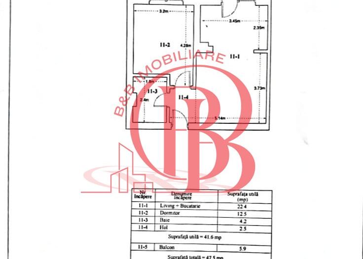Apartament 2 camere Mobilat Totul Nou Theodor Pallady - Schiță 12