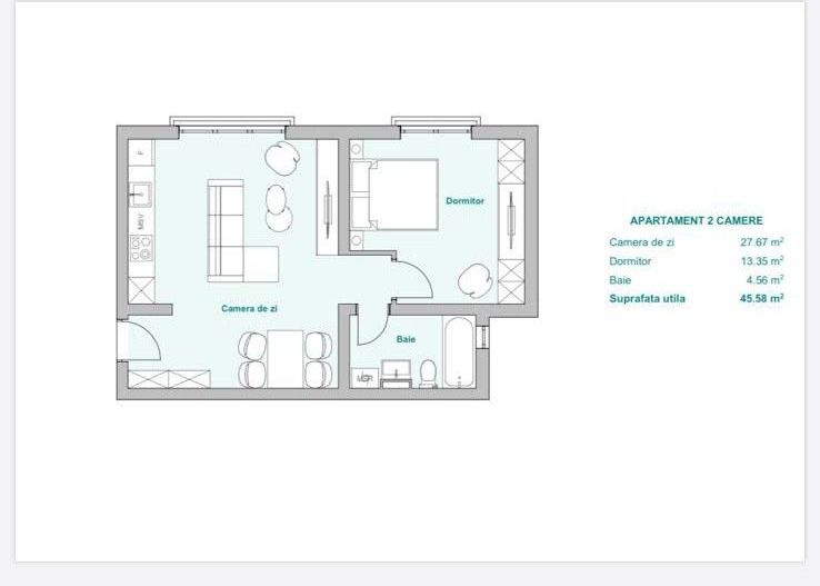 COMISION 0 | Apartament 2 camere | Etaj 1 | 46 mp utili | Zona Plopi - Poză 15