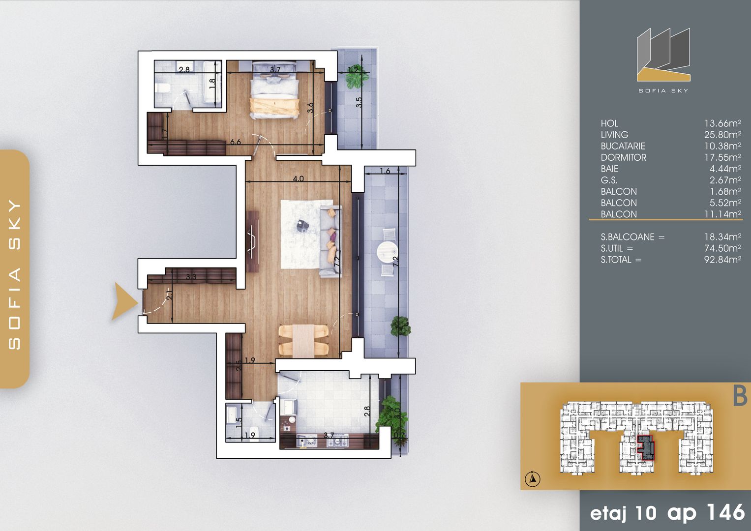 2 camere -2 bai - Titan Pallady finalizare rapida - Schiță 11