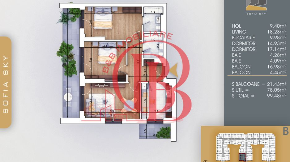 7min Metrou Nicolae Teclu 3 Camere Bloc Finalizat-Th Pallady - Schiță 2