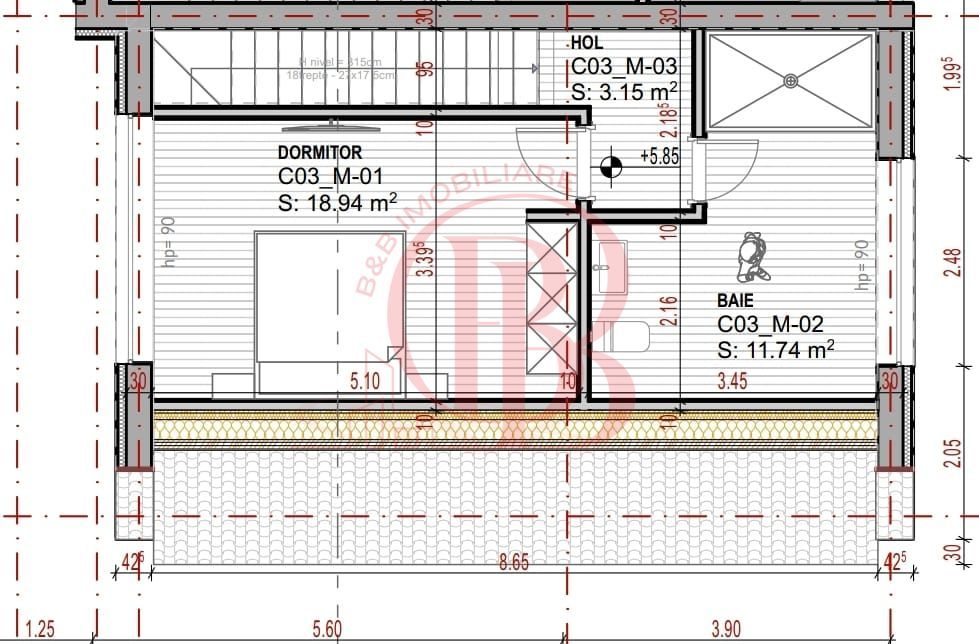 Vilă Triplex 4 Cam Arhitectură Modernă- Grădină Individuală -Panouri solare - Schiță 11