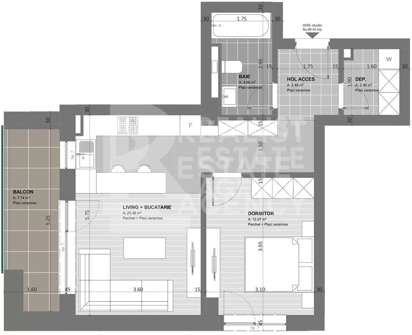 Apartament cu 1 cameră de vânzare - Schiță 11